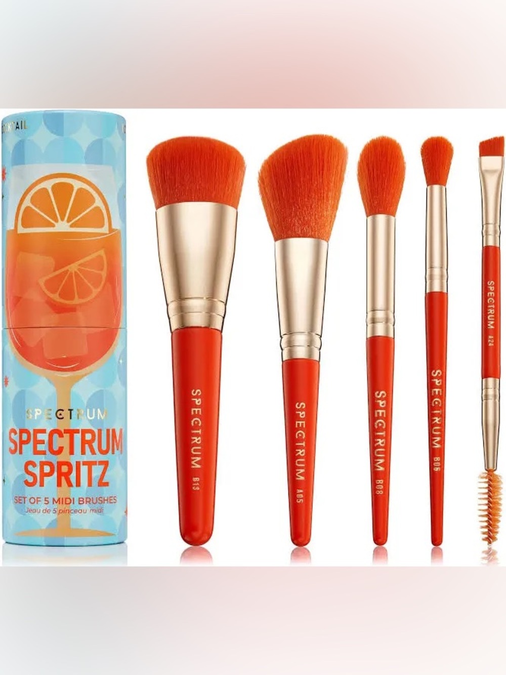 Spritz 5-Piece Orange Makeup Brush Set